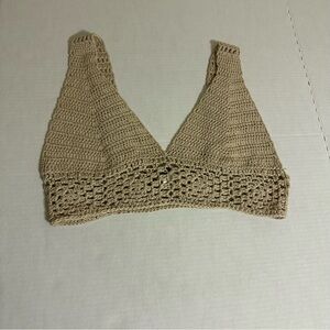 Crochet Tan Bralette Top XL WOMEN